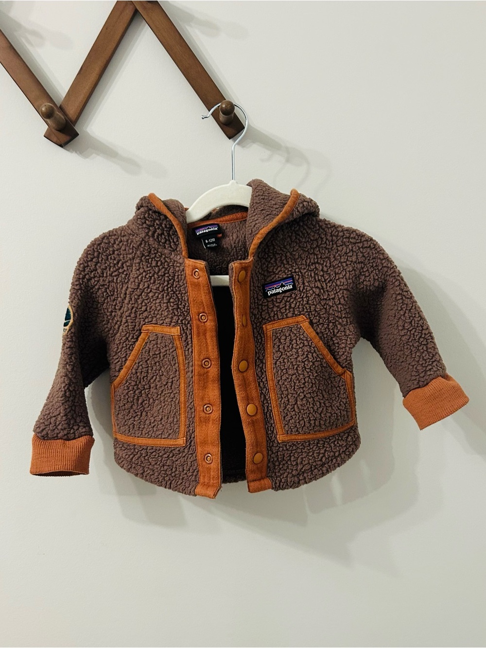Baby Patagonia Button Up Brown Sherpa 6-12 Months